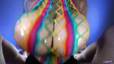 Big natural tits flooded with sticky cum after hentai obsessed babe gives wild titfuck POV