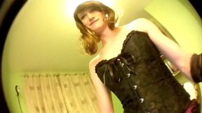 Crossdresser Cums in Corset