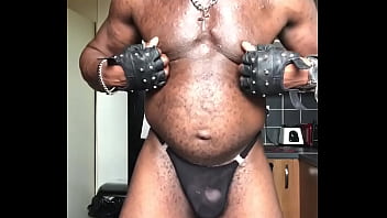 Black Muscle Nipple Tease and Ass Play