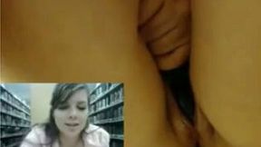 Spoiled naughty chick with sex-hungry pussy is wanking in the library