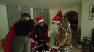 Sneaking away to get fucked by Santa's sexy cock