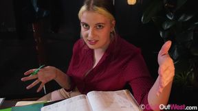 Small titted hairy bookkeeper has lesbian sex with her busty redheaded boss
