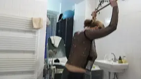 Bathroom Domination: Foot Worship Under Stockinged Heels