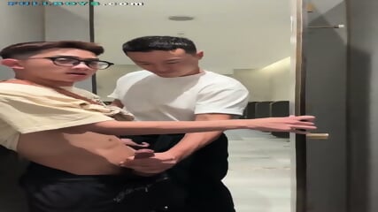 Jerk off in public toilet