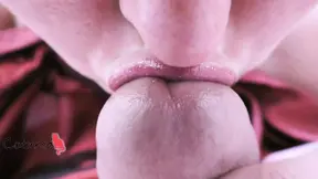 Cumshot from the tip of the tongue