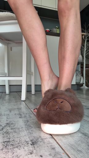 Female wearing slippers