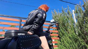 Biker Girl Behind the Scenes: Leather, Black Bike &amp; A Naughty Secret (Full in Bio)