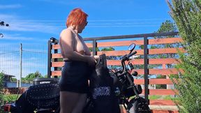Biker Girl Behind the Scenes: Leather, Black Bike &amp; A Naughty Secret (Full in Bio)