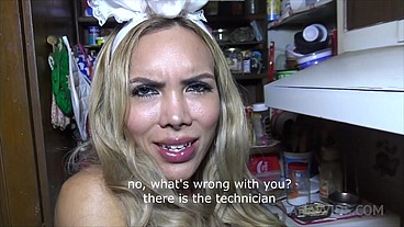 Work fantasy - hot threesome with trans Lizzy Laynez OTS569