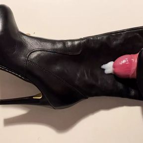 Leather boots mastirbation and cum