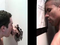 Teen gay eating huge black cock on gloryhole