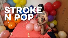 LOONER BLOWS and POPS BALLOONS while STROKING his cock