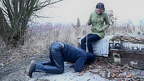 Walking The Doggy In The Cold - Boots Worship (femdom Footdom Boots Licking Foot Slave On Leash)