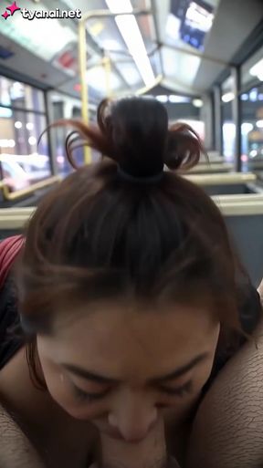 Woman giving blowjob on bus