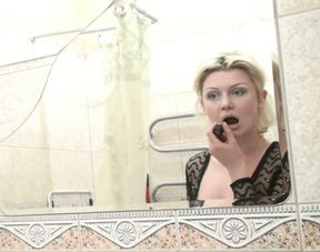 Sexy amateur blonde sweetheart filmed in the bathroom