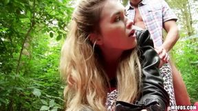 Beautiful sex in the forest with a hot blonde Misha Cross