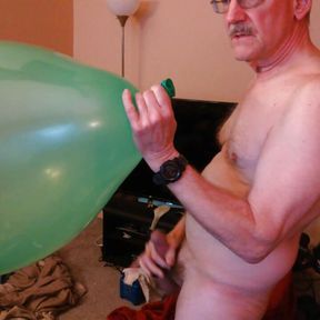 106) Big Green Balloon Pop and Cum!    Balloonbanger