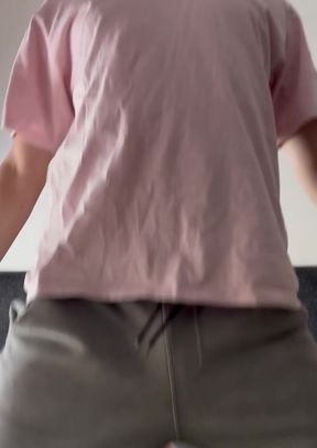 Adorable twink shows off his cute blonde hair in a solo studio session