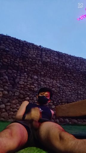 Wanking in my jogging outfit until someone came near and I had to do something with the cum in my hand