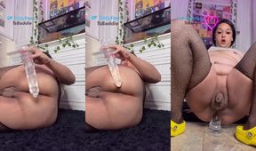 My pretty trans dickgirl pussy gets stretched raw by a fat latina dildo