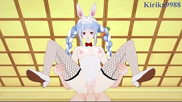 Aki Rosenthal (Bunny Girl) and Usada Pekora (Bunny Girl) intense sex. - Hololive VTuber Hentai
