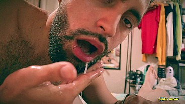 Camilo Brown Giving Cute Twink Emmanuel Kokichi A Sloppy Deepthroat Blowjob And Swallowing His Cum Load