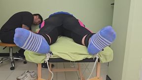 Miss Kitty gets the tickle treatment (full session - feet camera)