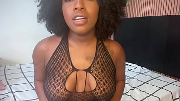 Ebony teen Joi gives a tantalizing handjob