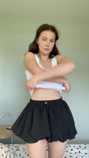 Tiny teen teases tits on OnlyFans