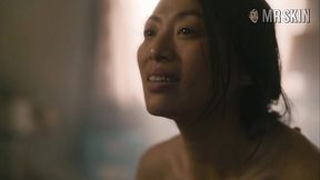 Bright sexy blonde actress Katherine Murphy and her titties flashing