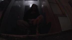 Sissy crossdresser masturbates outdoors and cums hard