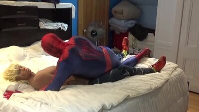 Spiderman humps and then fucks sex doll