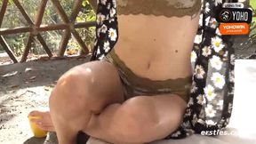 Amateur blonde doll loves solo masturbation