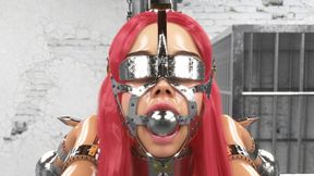 Metal slave in hardcore BDSM shackle gagged and restrained for dirty pleasure