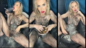 Your ashtray Cunt Chain smokes marlboro while filling herself with smoke and Butts