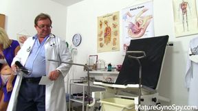 Mature gyno- filthy gyno doc operates cam in his surgery to record naked patients