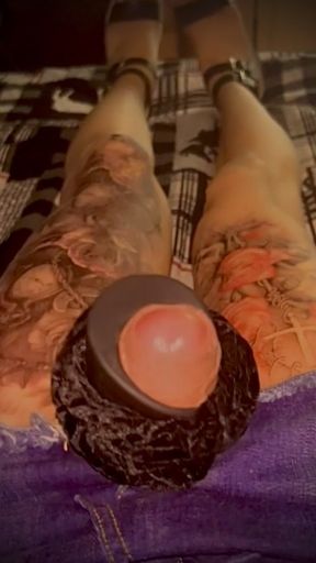 Sissy handsfree explosive dick-vibrator cumshot