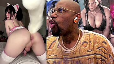 Thicc Fat Ass Transgender Gamer Girl Oozing Butt Juice Gets Anal Fucked From Behind, AI Generated