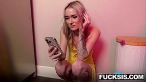 Naughty stepsis Thea Summers gives me a hot blowjob and rides my cock
