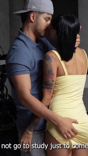 Key moment from "Horny petite girl skips class to go fuck her boyfriend on a motorcycle - Danner Mendez and Luna Vitaler"