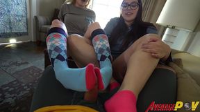 busty teens fitsid and sabrina may give footjob for cum on feet