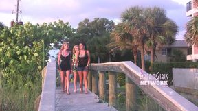 Vacationers flash on a common beach