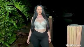 Big-boobed hottie Ryan Smiles poses topless in black tights