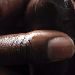 Pre Cum Sticky Black Cock Head Rubbing