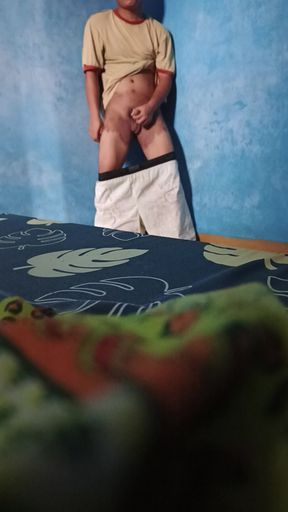 Teenage girl masturbating in the corner of the room