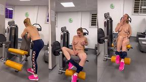 apres une petite heure de sport, nue je me caresse et me doigte sur la machine ...