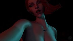 Black Widow rides and teases lucky guy in cowgirl position