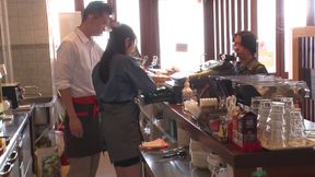 Shy cafe cutie squirms as remote vibes tease both holes to ecstasy