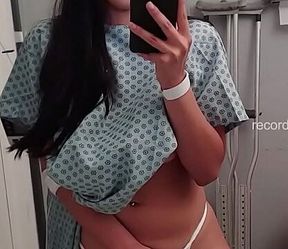 Almost Busted: Hospitalized Teen Masturbates with Big Tits on Webcam