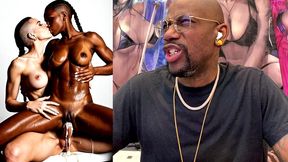 transgender babe with a tight bald pussy creampies inside a tight bald black pussy slut with her large beautiful girl cock, ai generated